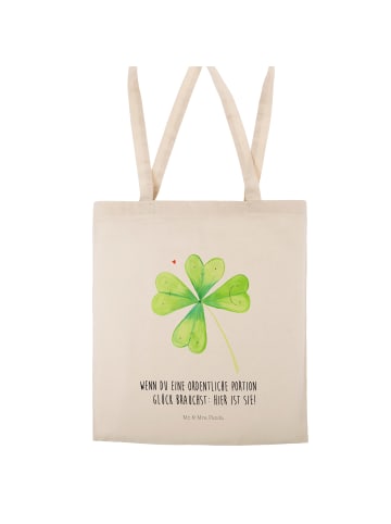 Mr. & Mrs. Panda Tragetasche Blume Kleeblatt mit Spruch in Creme