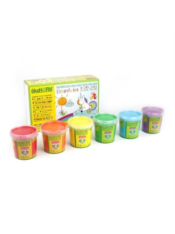 ÖkoNorm Fingerfarbenset Einhorn Norman, rot/orange/gelb/grün/türkis/lila - ab 18 Monaten