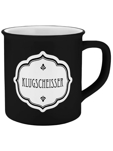 Geda Labels Tasse Klugscheisser Emaille-Optik in Schwarz - 400 ml