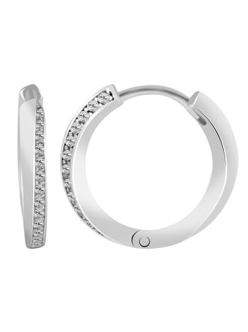 Adeliás Damen Ohrringe – Klappcreole aus 925 Silber mit Zirkonia in silber