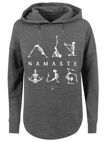 F4NT4STIC Oversized Hoodie Namaste Yoga Skelett Halloween in charcoal