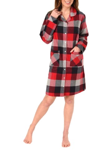 NORMANN Flanell Nachthemd Karodesign zum durchknöpfen - 49323 in rot