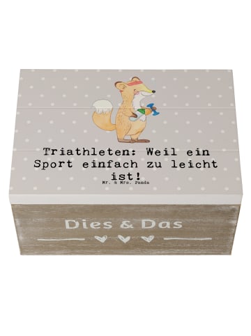 Mr. & Mrs. Panda Schatulle Triathlon Helden mit Spruch in Grau Pastell