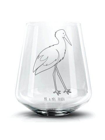 Mr. & Mrs. Panda Cocktail Glas Storch ohne Spruch in Transparent