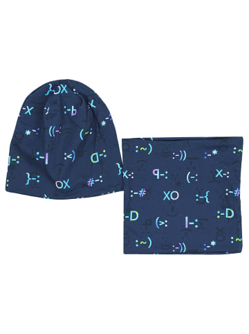 TupTam Unisex Set Kinder Beanie Mütze Schlauchschal in anthrazit-kombi