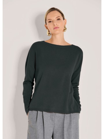 MADELEINE Schlichter Strickpullover mit U-Boot-Ausschnitt in schwarz / melange