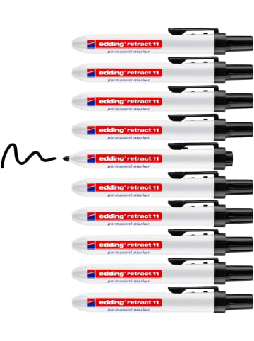edding retract 11 Permanentmarker schwarz 10 Stifte Rundspitze 1,5-3 mm wasserfest