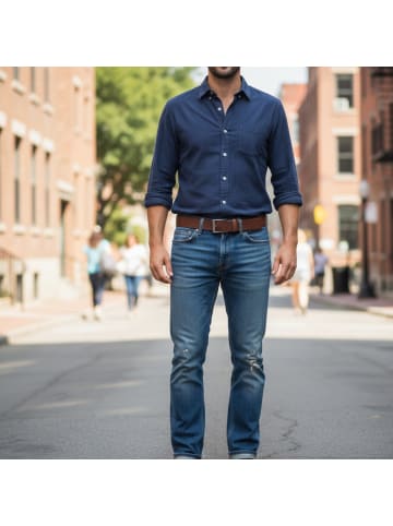 FRONHOFER Herren Ledergürtel Nieten in Cognac