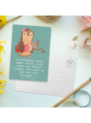 Mr. & Mrs. Panda Postkarte Juristin Recht mit Spruch in Meeresbrise