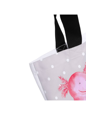 Mr. & Mrs. Panda Tasche Axolotl Glücklich mit Spruch in Grau Pastell