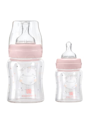 Kikkaboo Baby Glasflasche 120 ml in rosa