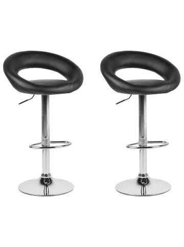 Beliani 2-tlg Drehhocker PEORIA in Schwarz/Silber