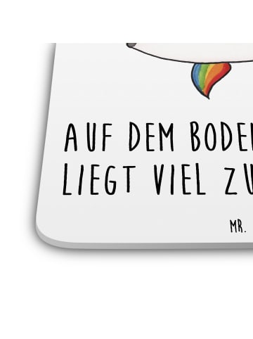 Mr. & Mrs. Panda Glasuntersetzer Einhorn Blümchentail mit Spruch in Weiß