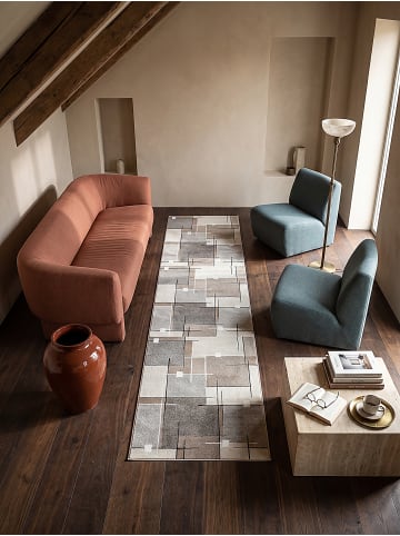 KADIMA DESIGN Teppich Outdoor Patchwork pflegeleicht Balkon Terrasse Garten in Beige