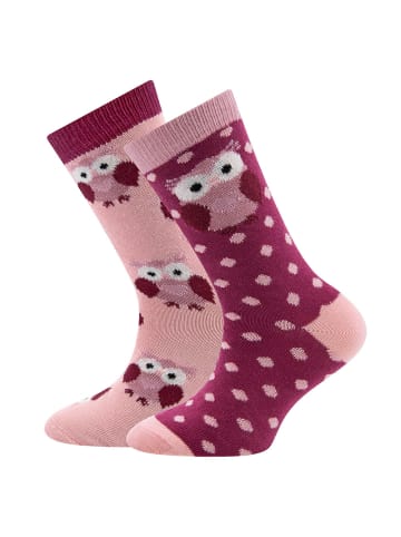 ewers 2er-Set Socken 2er Pack GOTS Eule in rosenrauch-marone