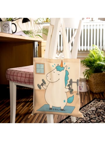 Mr. & Mrs. Panda Tote Bag Einhorn Fitness Design ohne Spruch in Weiß