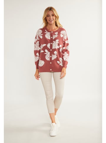 Albee Women Strickjacke Mit Perlen in Altrosa Weiss