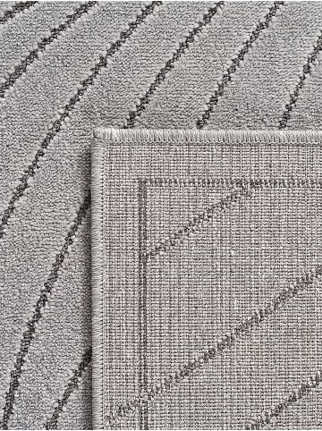 KADIMA DESIGN Outdoor-Teppich ENGADIN Blattmuster Kurzflor Wohnzimmer Veranda in Silbergrau