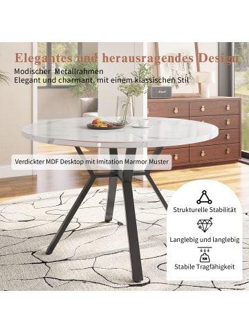 ABRIHOME Marmor-Esstisch Rund Ø100cm mit Stauraum in Schwarz