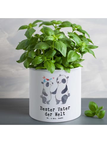 Mr. & Mrs. Panda Blumenkübel Panda Bester Vater der Welt mit Spruch in Weiß