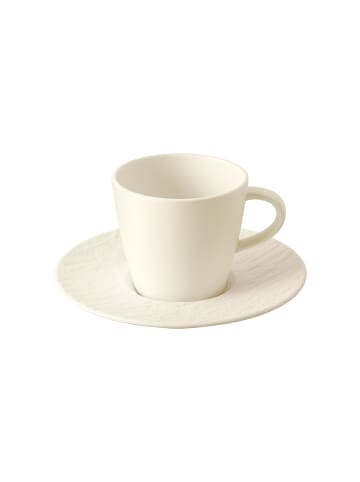 Villeroy & Boch Kaffeetasse mit Untertasse Manufacture Rock in 150 ml / ø 15,4 cm in weiß