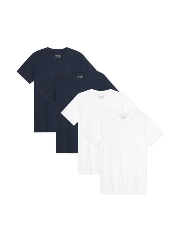 DANISH ENDURANCE T-Shirt Basic V-Neck in white_dark navy