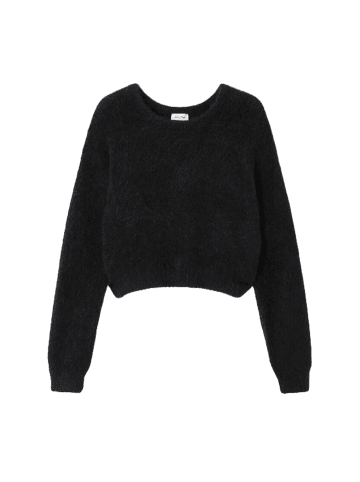 American Vintage Boxy Strickpullover mit Rundhals in NOIR