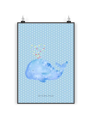 Mr. & Mrs. Panda Bild Wal Konfetti ohne Spruch in Blau Pastell