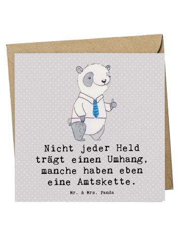 Mr. & Mrs. Panda Klappkarte Bürgermeister Held mit Spruch in Grau Pastell