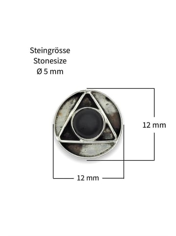 mantraroma 925er Silber - Ohrstecker (L) 12 x (B) 12 mm mit Onyx