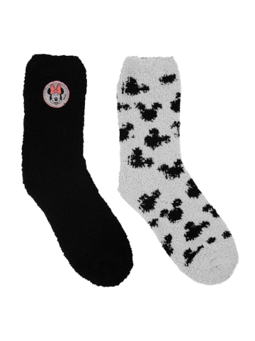 United Labels 2er Pack Disney Minnie Mouse Kuschelsocken in grau/schwarz