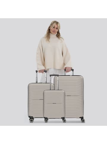 Stratic Shine 4 Rollen Kofferset 3-teilig mit Dehnfalte in taupe