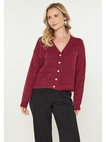 Usha Women Cardigan in burgundy multicolor