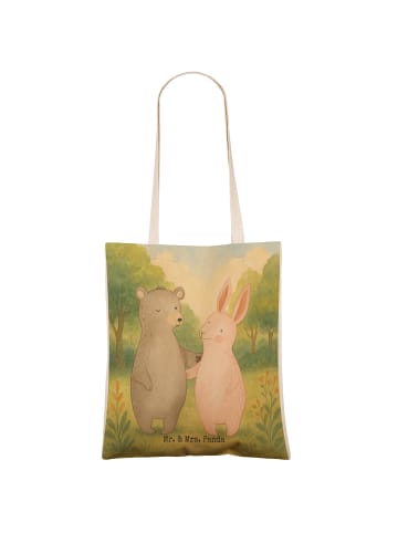 Mr. & Mrs. Panda Tasche Bär und Hase Umarmen Design ohne Spruch in Weiß