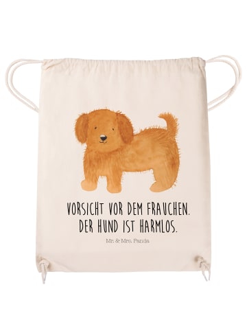 Mr. & Mrs. Panda Sportbeutel Hund Flauschig mit Spruch in Creme