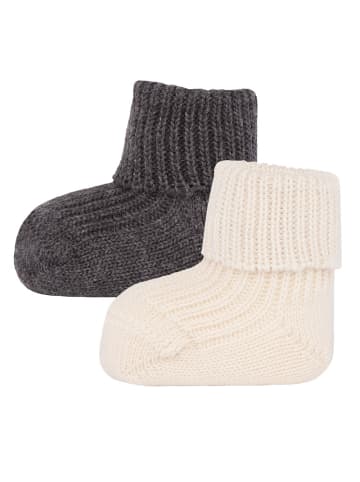 ewers 2er-Set Socken Wolle mit Umschlag in latte-anthrazit