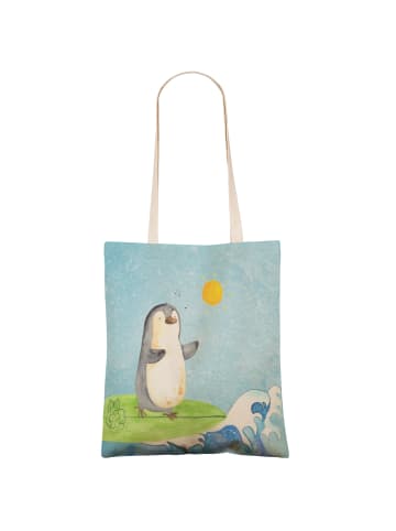 Mr. & Mrs. Panda Tote Bag Pinguin Surfer ohne Spruch in Eisblau