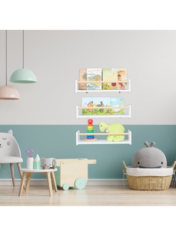 relaxdays 3 x Kinderregal in Weiß/ Natur - (B)50 x (H)12 x (T)18 cm