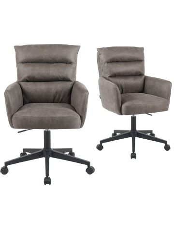 DUBI Möbel 2er-Set: Bürostuhl Mika-Riko in Taupe - (B)60 x (H)92 x  (T)66 cm