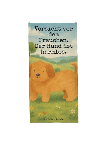 Mr. & Mrs. Panda Badhandtuch Hund Flauschig Design mit Spruch in Grau Pastell