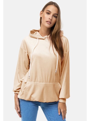 enflame Langer Kapuzen Pullover Oversized Hoodie Kleid Velours Sweatshirt in Beige