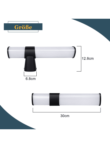 ZMH 2er-Set Spiegelleuchte in schwarz 6W modern Neutralweiß L 35cm