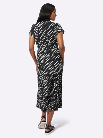 WITT WEIDEN Plisseekleid in schwarz-sand-bedruckt