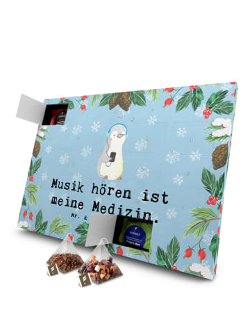 Mr. & Mrs. Panda Tee Adventskalender Pinguin Musik hören mit Spruch in Eisblau
