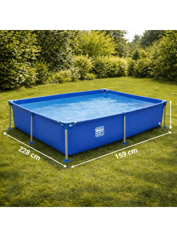 Happy People Stahlrahmenpool 228x159x42cm inkl. Abdeckplane in blau