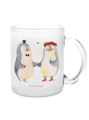 Mr. & Mrs. Panda Geschenktasse Pinguin Heirat ohne Spruch in Transparent