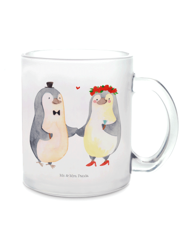 Mr. & Mrs. Panda Teetasse Pinguin Heirat ohne Spruch in Transparent