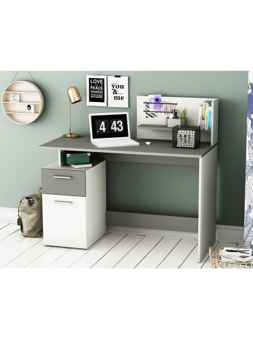 CALICOSY Schreibtisch mit Tür PLATON in Mattweiß - (W) 121,5  x (H) 109  x (L) 55 cm