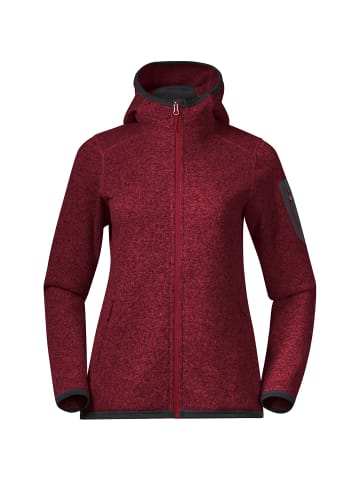Bergans W KAMPHAUG KNITTED HOODIE in Dunkelrot