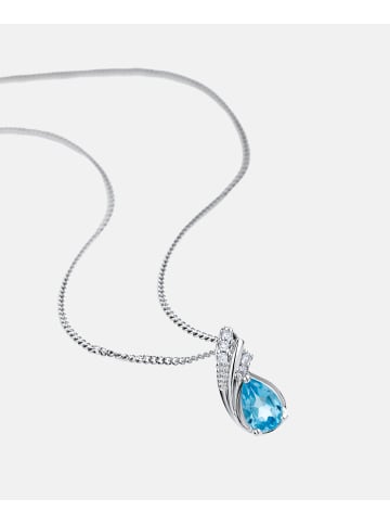 Diamant L'éternel Halskette mit Anhänger aus 375 Weißgold mit Diamant mit Topas